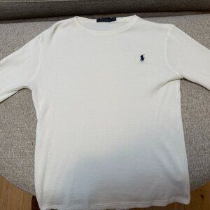 Mens Medium White Polo Waffle shirt